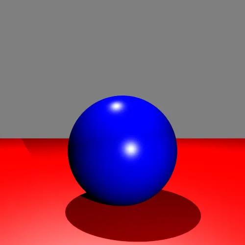 The same blue sphere, with the stepped edge of the sphere and the horizon line now smooth.